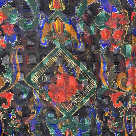 Victorias Secret Gold Label Sheer Button Front Blouse Womens M Baroque Tapestry - Picture 9 of 9